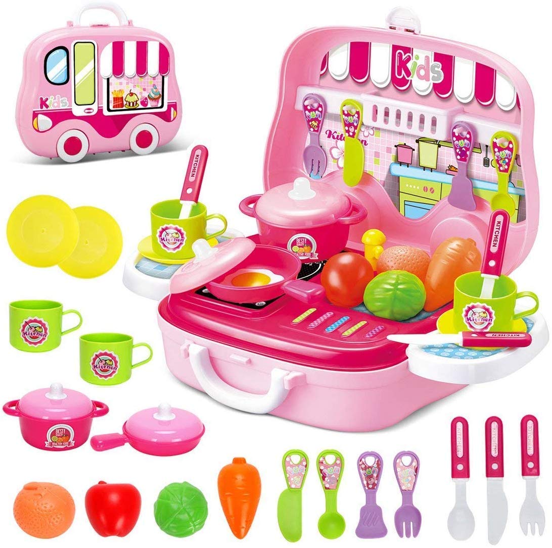 RK Toys Role Play Kitchen Playset Toy Kids Pretend Cooking Kit Food Pink Set Xmas Gift for Children 3 Years Old for Kids (B08NHCH4B2) Amazon Price History, Amazon Price Tracker