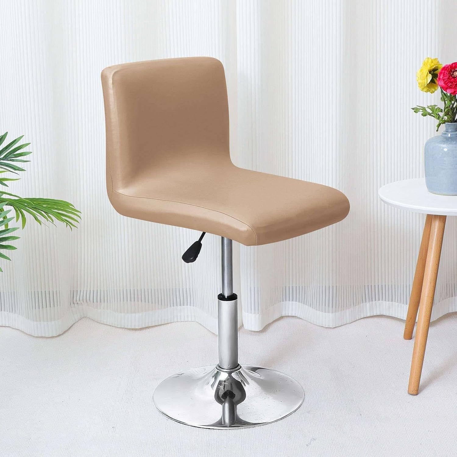 6 Waterproof Bar Stool Covers PUL Leather with Backrest Stretch Removable Chair Covers for Dining Room Coffee YellowSet of 6 Swivel Barstool Protectors(Kamel,2 Stück)