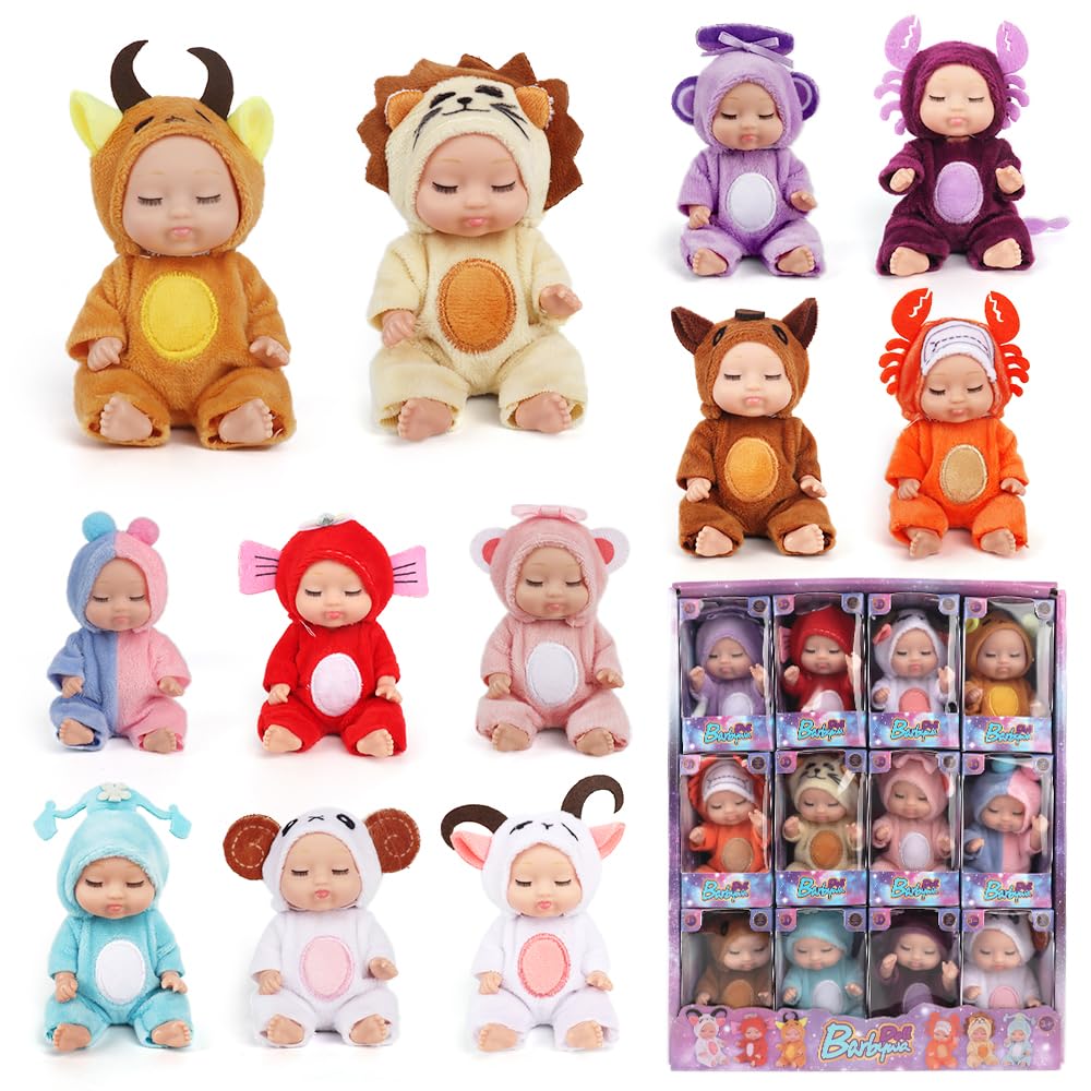 JOAASU Bambolina, 12 Pezzi Mini Bambola, Mini Bambole per Bambina, Set di Bambole da 12 Costellazioni, Bambole Set, Bambola Della Costellazione, Giocattolo per bambini Ragazzi Ragazze