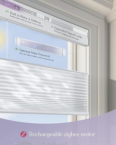 Miniatura 5 de Graywind Persianas celulares inteligentes de arriba hacia arriba compatibles con Alexa Google, persianas TDBU motorizadas con energía solar para