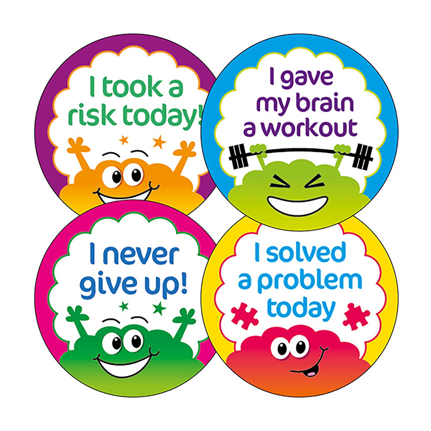 100 Mixed Growth Mindset Teachers Childrens Stickers 32mm Primary Teaching Services