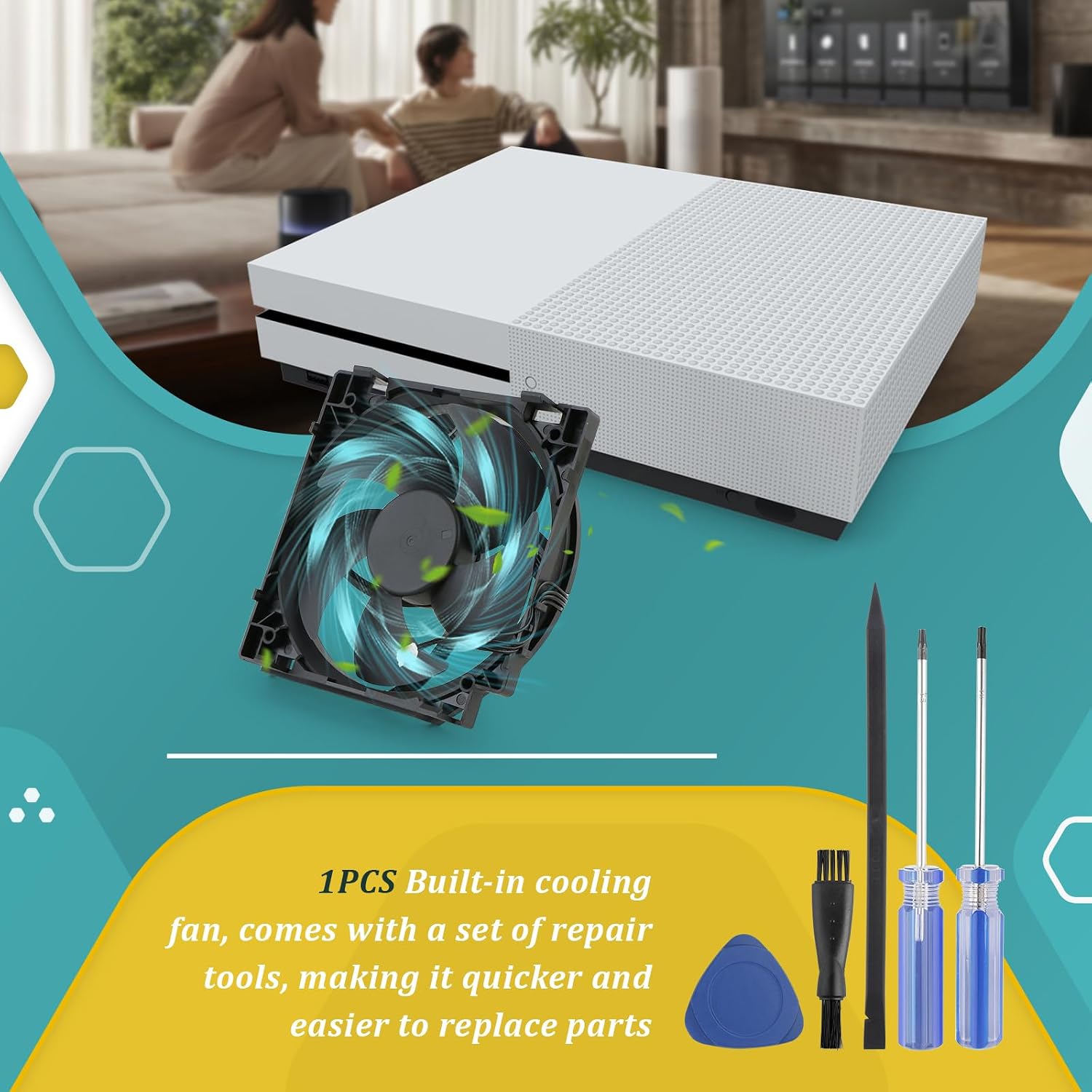 Internal Cooling Fan Replacement for Xbox One S Console Fan Cooler CPU Cooling Fan with Screwdriver