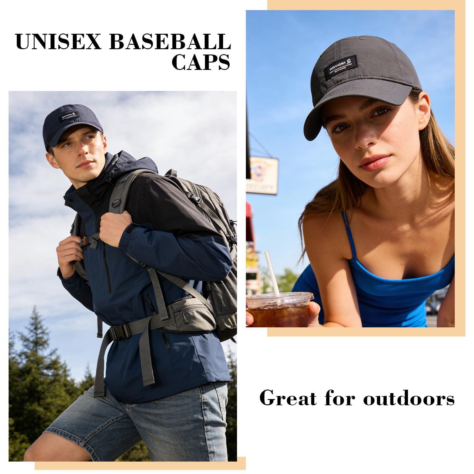 LCKEBT 2 Packs Gorras Verano Running Hombre Impermeable, Gorra de Béisbol Secado Rápido Protección Solar, Sombrero de Sol de Transpirable Ligeras Plegable para Senderismo Pesca Jungla — view 6