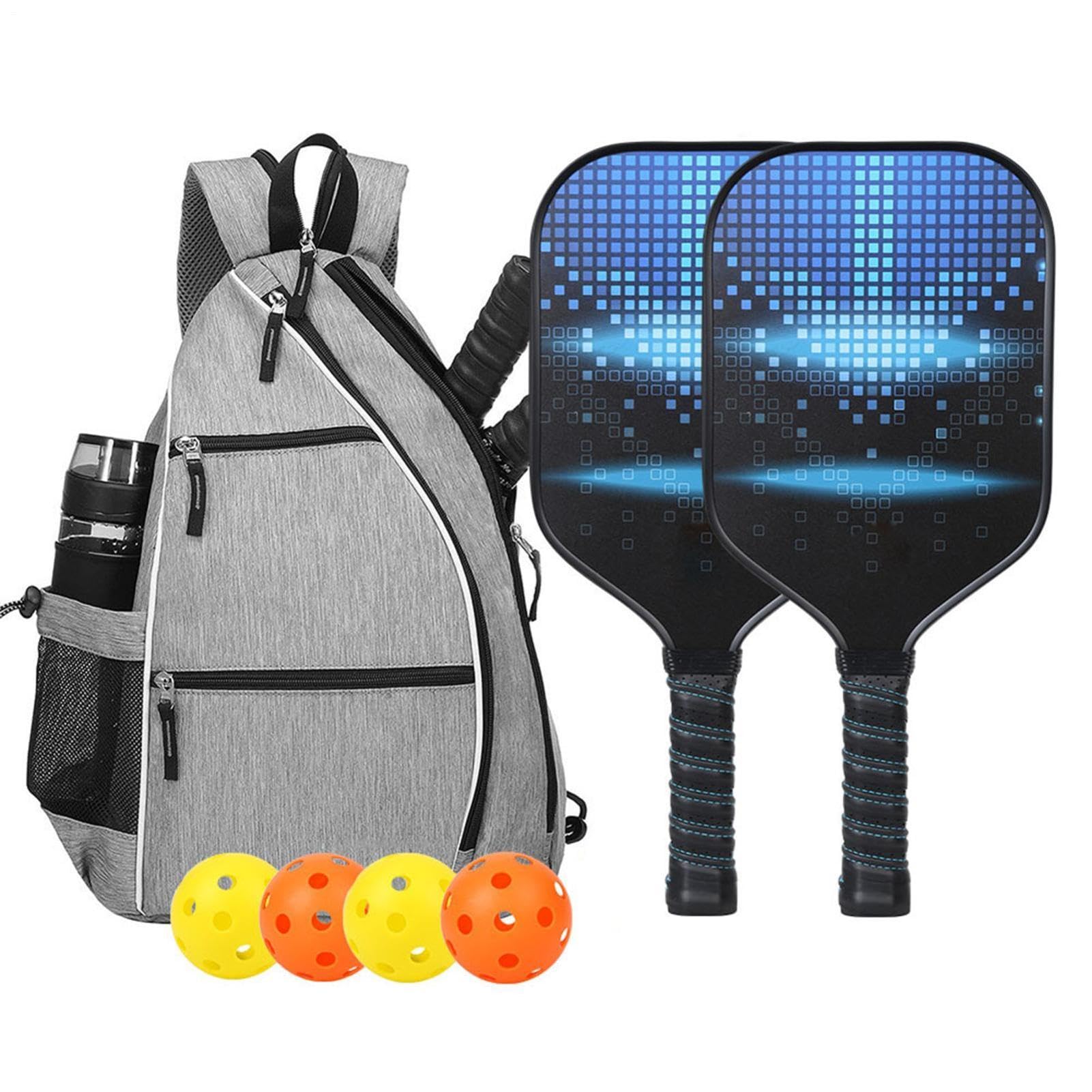 Wiosła Pickleball | Wiosła Pickleball z włókna węglowego | Przenośny | zestaw rakiet i piłek , sprzęt z kulkami do użytku w pomieszczeniach na zewnątrz
