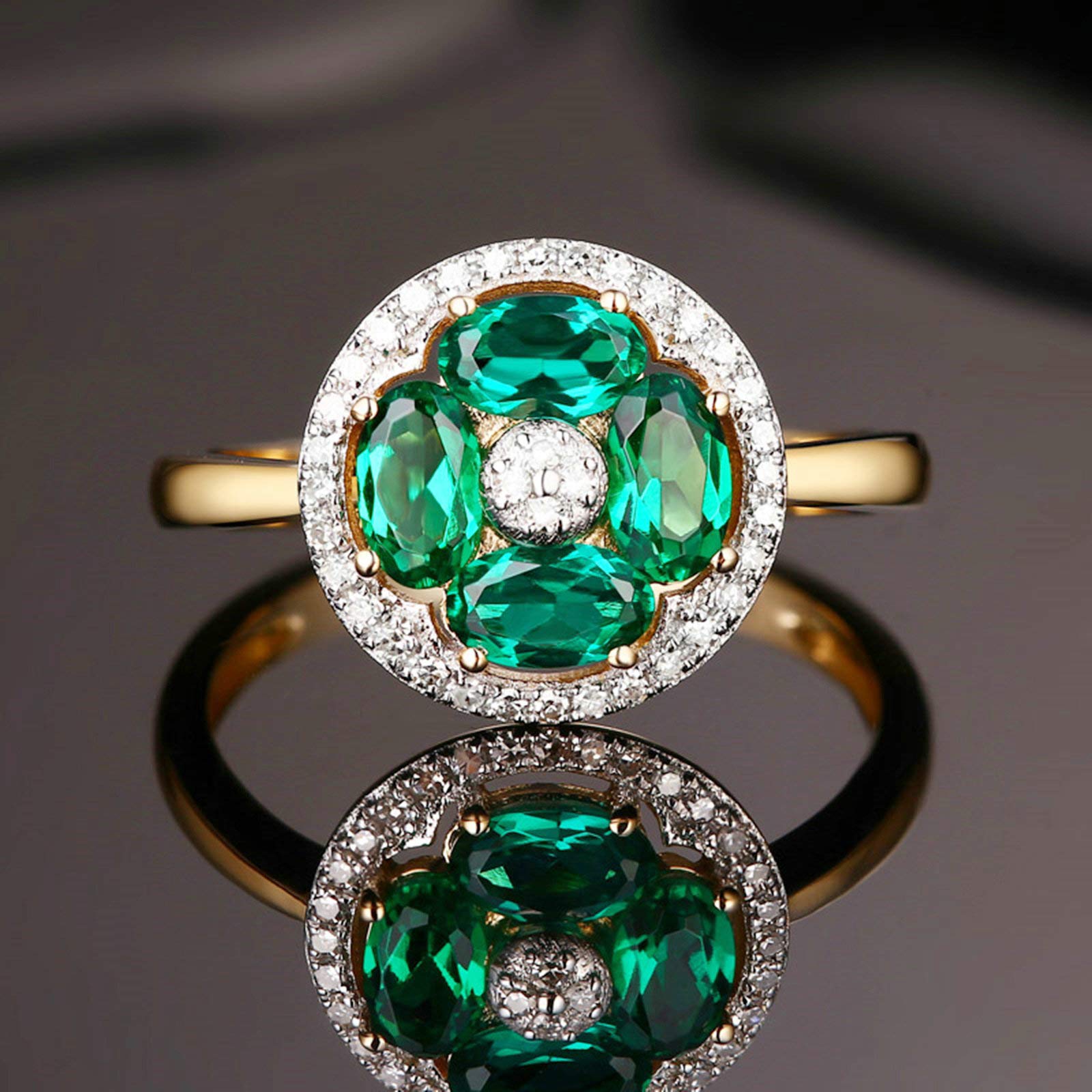 Beydodo Pierścionek damski złoty 750 Diamond Halo ze szmaragdem 0,66 ct pierścionek zaręczynowy złoty pierścionek ślubny e 18 karatów (750) żółte złoto, 54 (17,2), colore: złoto, cod. TLLWGZ2859