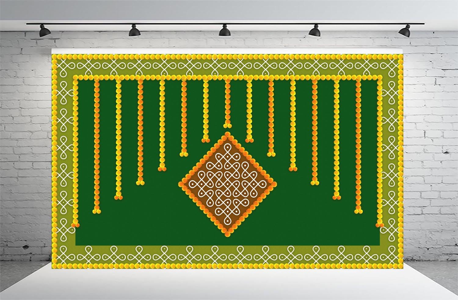Dhara Green Background with Hanging Marigold Flowers Backdrop Cloth for Pooja Decoration - 8ft x 5ft, Ideal for Pooja, Religious Ceremonies, and Home Decor. Washable Fabric (B0DG8LY2K9) Amazon Price History, Amazon Price Tracker