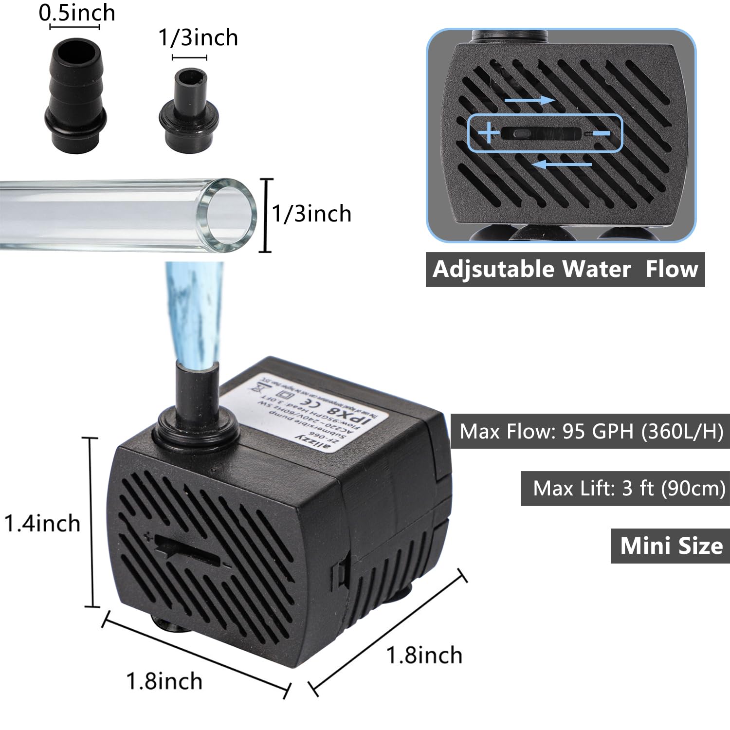 alizzy Pompe à eau 5 W