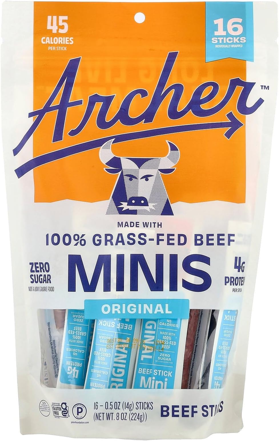 Jerky Sticks Mini Beef Original 16 Count, 8 Ounce