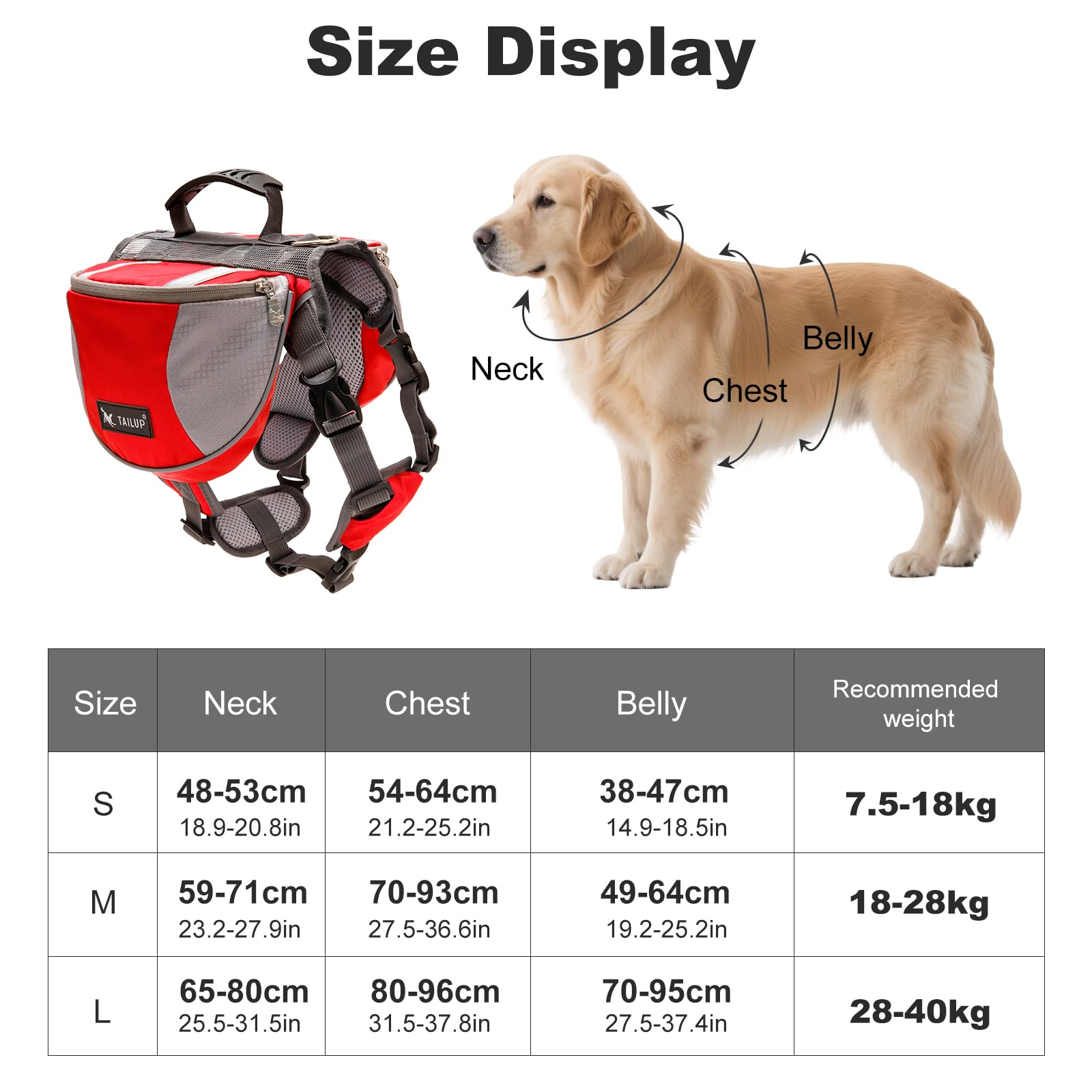 PETCUTE Zaino per Cani con Tasche Grandi,Regolabile Borsa da Sella per Cani Medio e Grande,Traspirante,Riflettente Zaino per con Manico,per Viaggi, Campeggio,Escursionismo