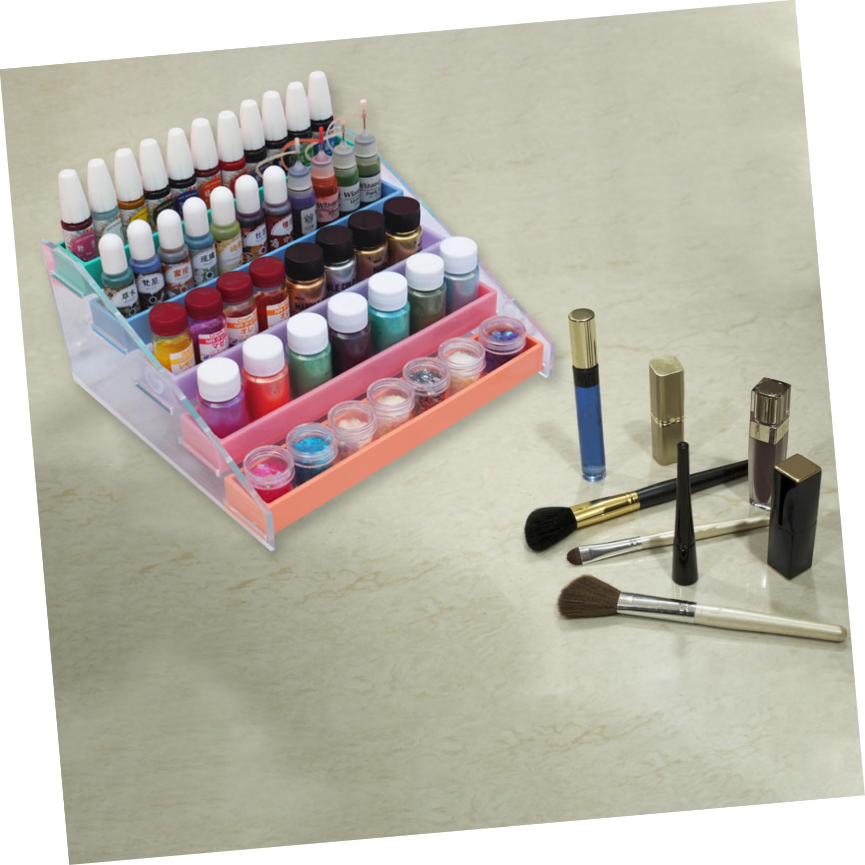 STOBOK Lot de 2 moules en silicone pour étagère de rouge à lèvres - Moule de rangement pour rouge à lèvres - Moule époxy pour fabrication de cartes - Blanc