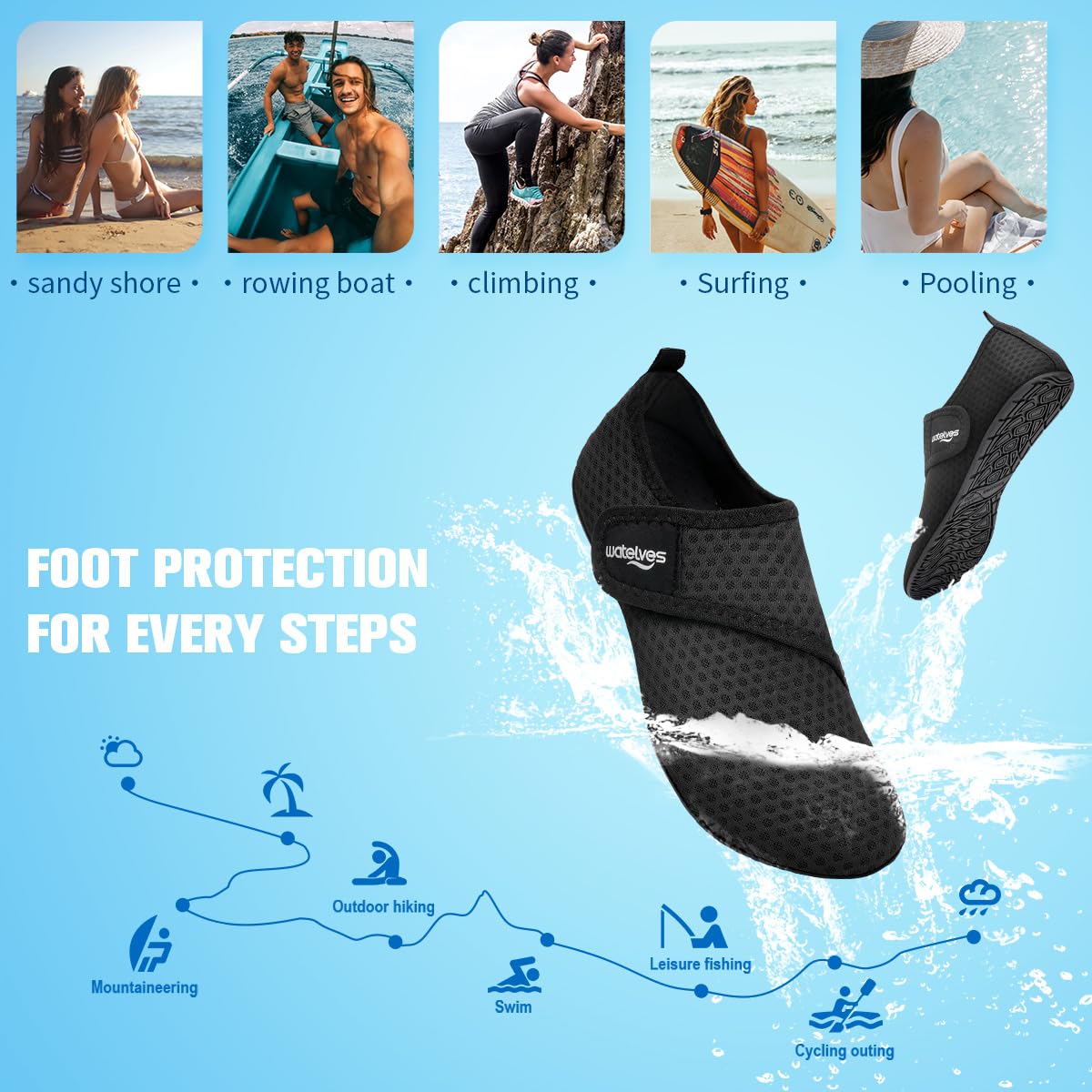 WateLves Zapatos de Hombres natación Agua Mujeres de Playa Aquashoes Secado Descalzos rápido Transpirables de surfplaya Piscina Yoga Unisex