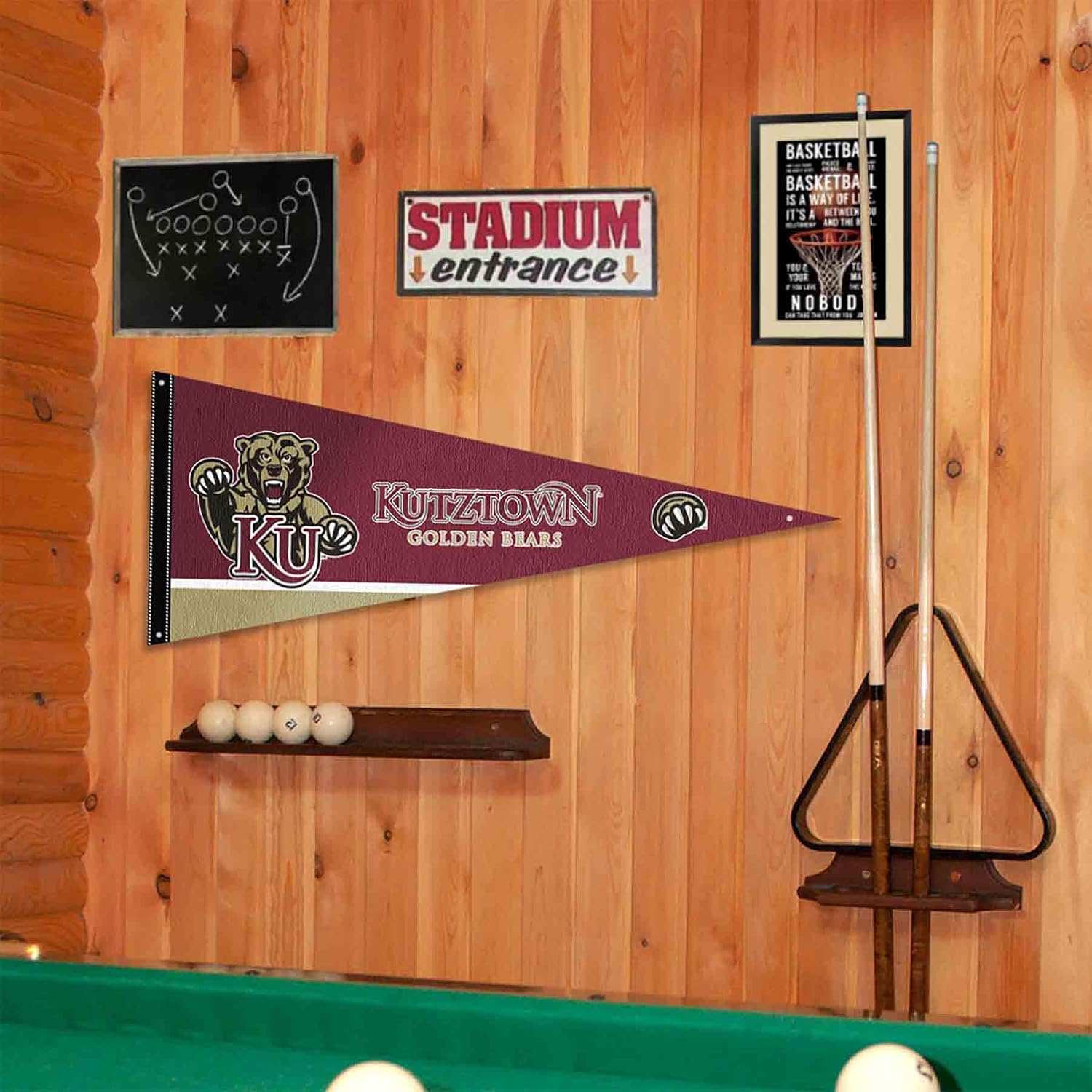 Kutztown Bears Pennant Flag and Wall Tack Mount Pads