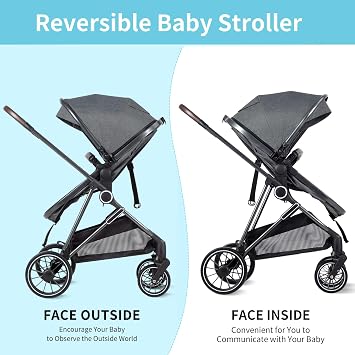 ANNA QUEEN 2 in 1 Baby Stroller,Folding High Landscape Infant Stroller,Reversible Pram, Convertible Pushchair for Infants and Newborns 0-36 Months