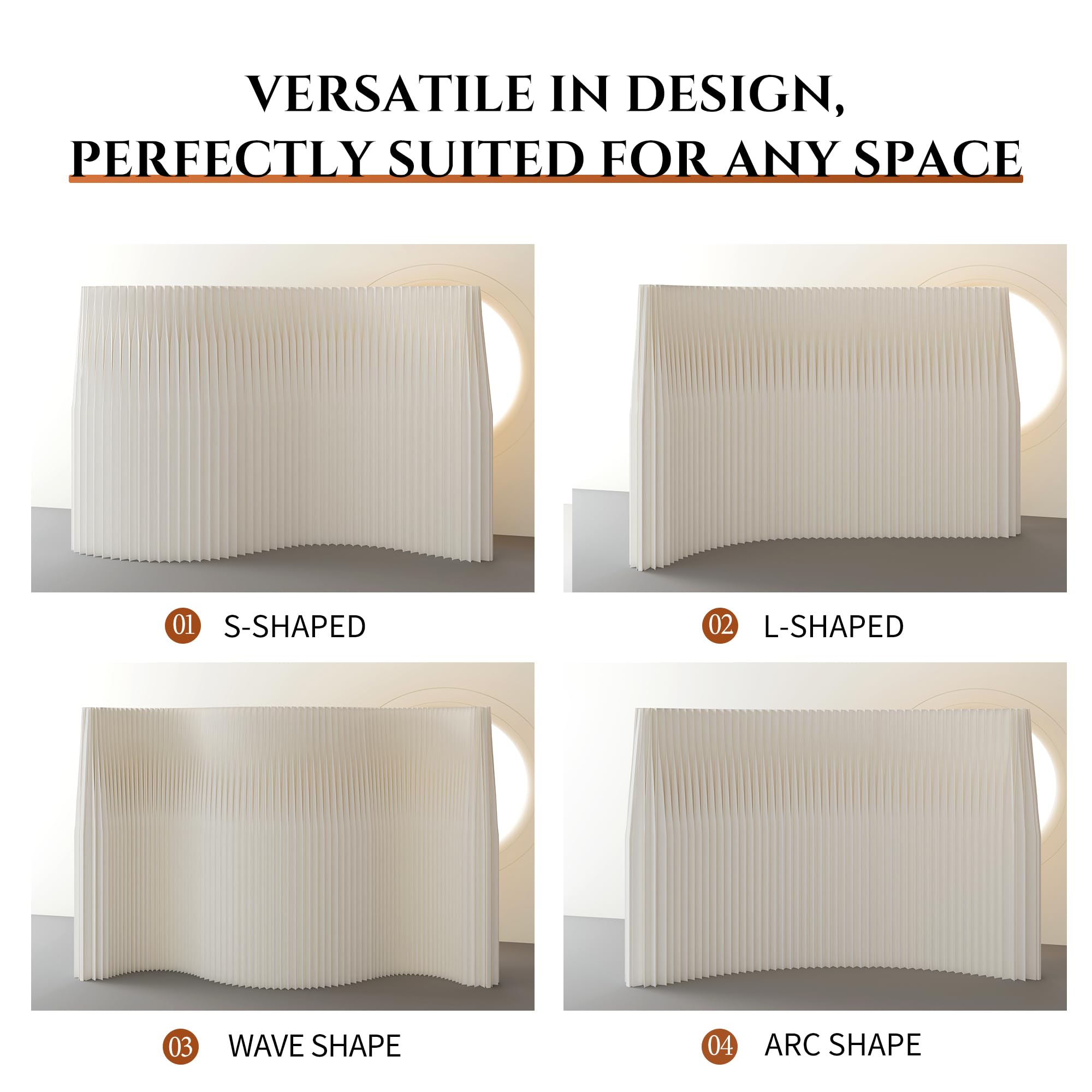 SAeWare Biombo plegable para ambientes, separador portátil de privacidad para el hogar, oficinas, tiendas, restaurantes, uso comercial, blanco, 220 x 43 x 400 cm