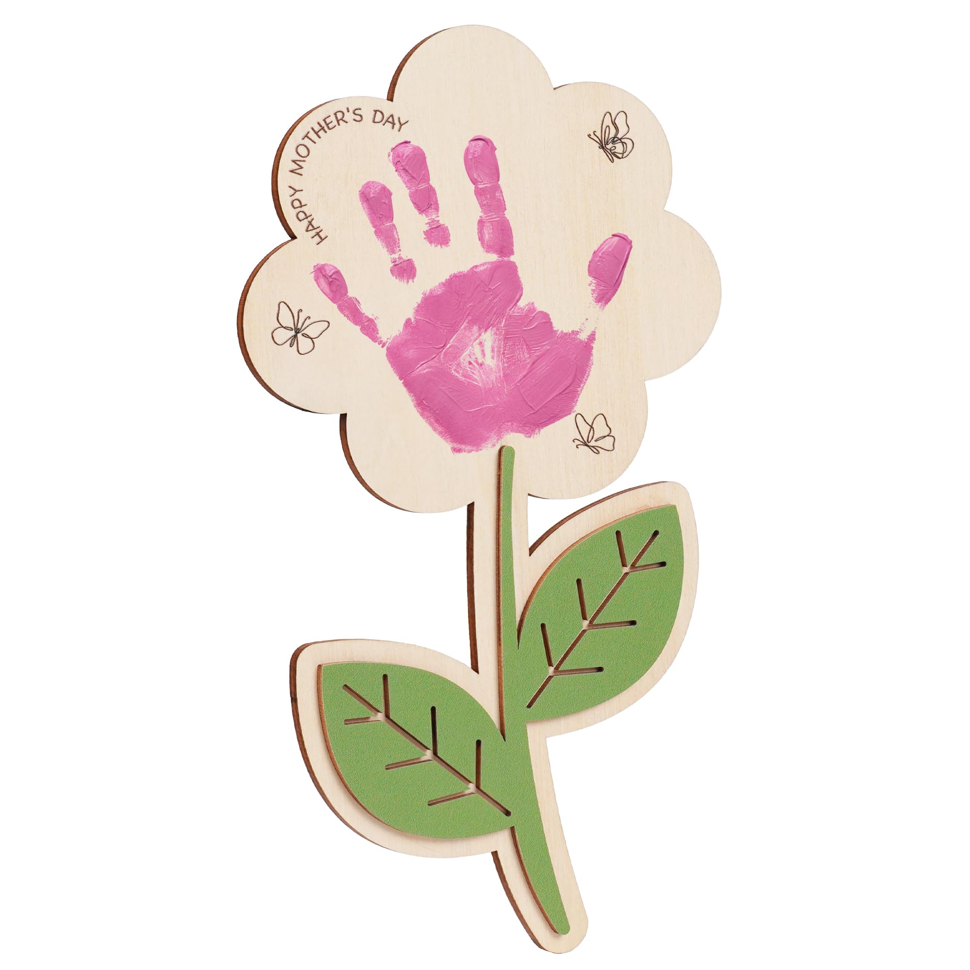 HYPERI DIY Mothers Day Crafts for Kids Handprint Art, Handprints Wooden Rose Flower Bouquet, Mothers Day Gifts for Mom from Kids, for Grandma from Grandkids, Mothers Day Keepsake Craft - 1