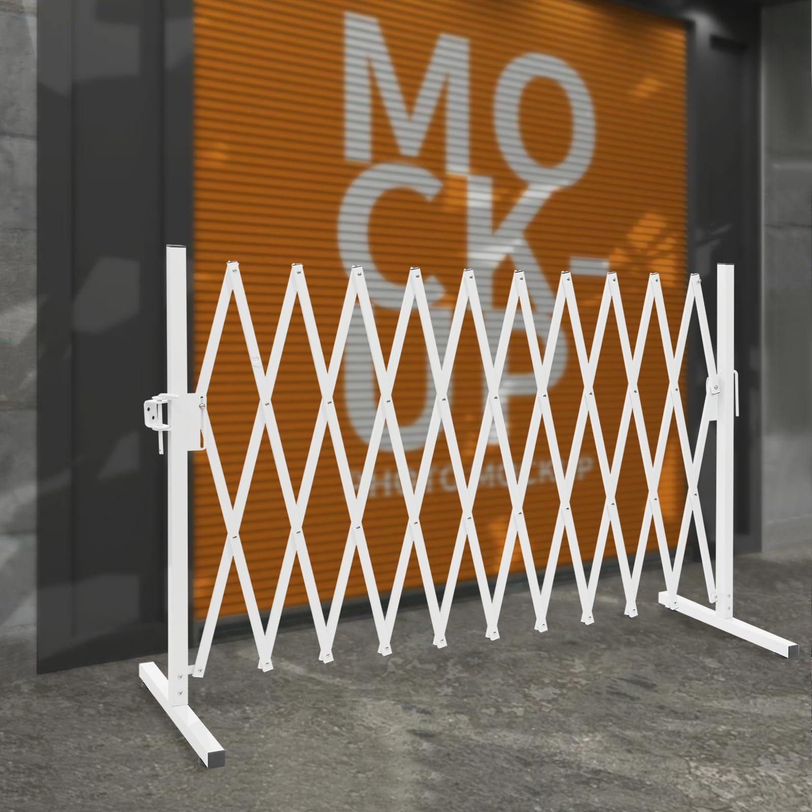 Portable Safety Barrier Gate, Expandable Aluminum & Iron Barrier with Foldable Design, Rust-Resistant Gate for Indoor & Outdoor Use, Quick Installation and High Visibility for Safety Control
