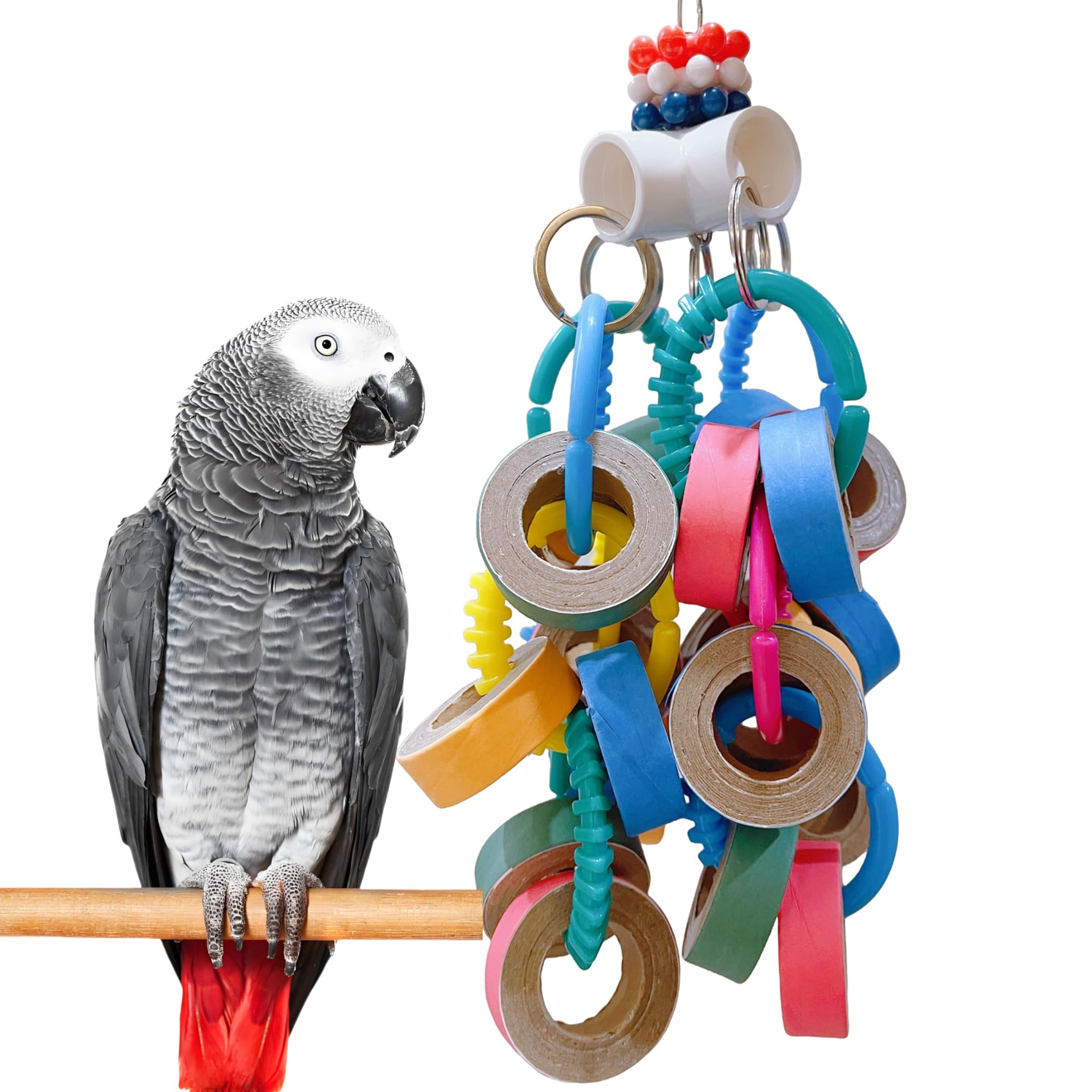 Fatty Bagel Cascade 24Pcs Bird Toys for Parrots Durable Cardboard Chewing Shredding Foraging 1.75“ for Medium & Large Parrot Amazons Mini Macaws African Greys Cockatoos Eclectus Senegal