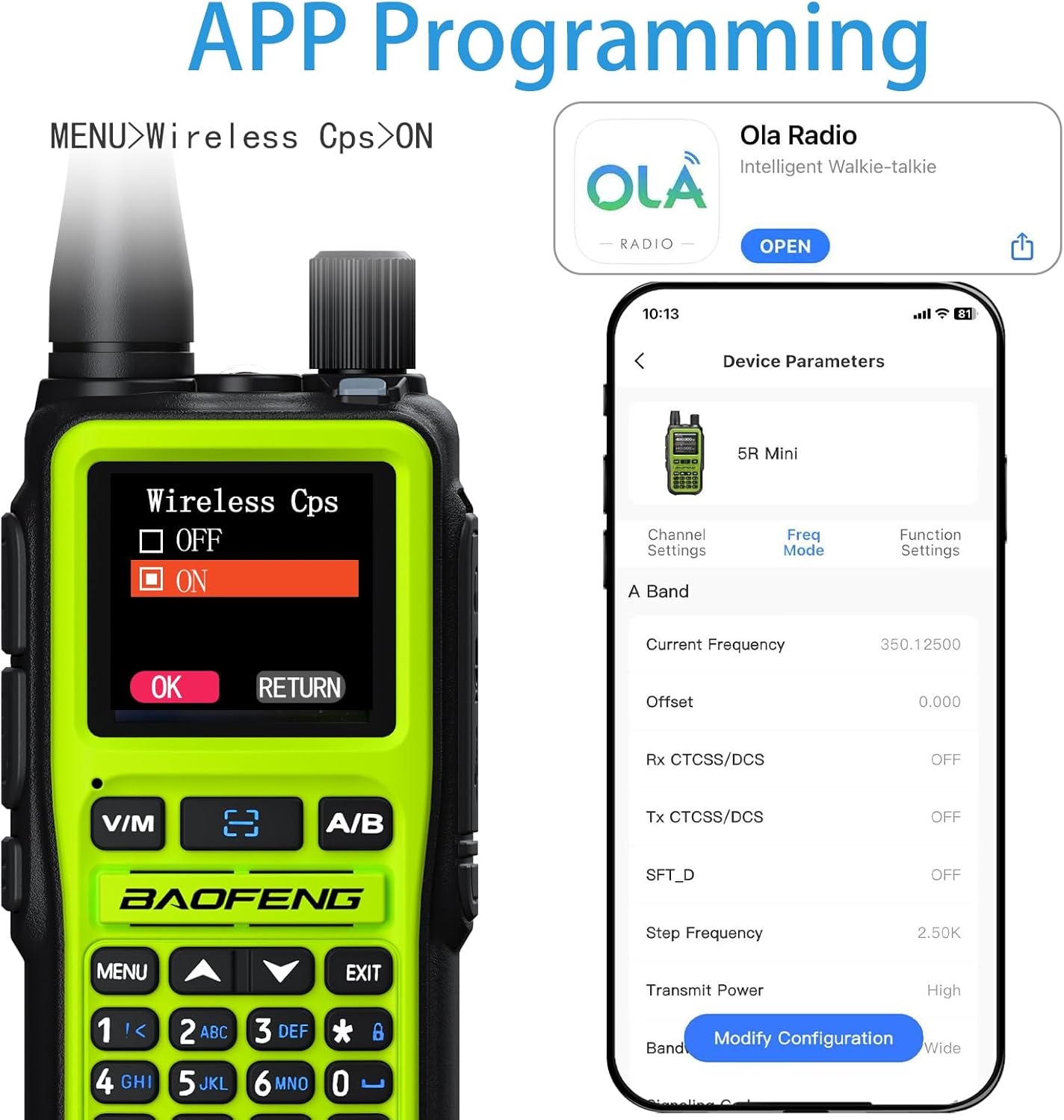 BAOFENG uv-5r mini Ham Radio,uv5r mini Handheld App Programming Walkie Talkies with 5W Power,Copy Frequency,999 Channels,USB-C Charging (Green-2PACK)