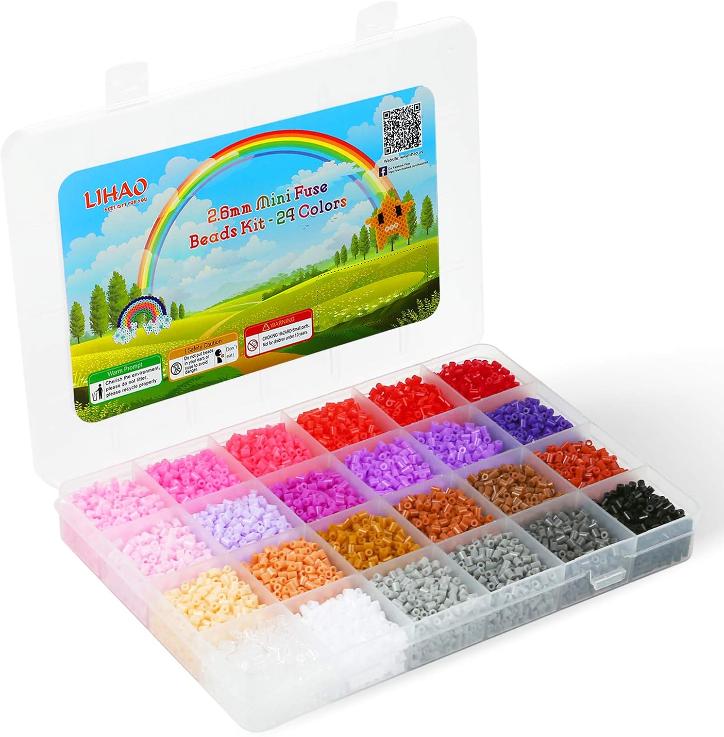 12000 x Fuse Beads Kit, LIHAO 24 Colors 2.6mm Tiny Mini