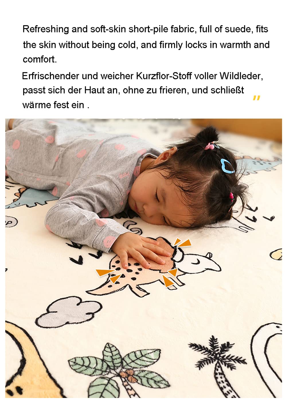 Spielmatte Krabbelmatte Baby Kinder Matte Babymatte Kinderzimmer Weicher Kinderteppich Faltbar Tier Dinosaurier, Farbe: Creme, Grösse: 100x200 cm