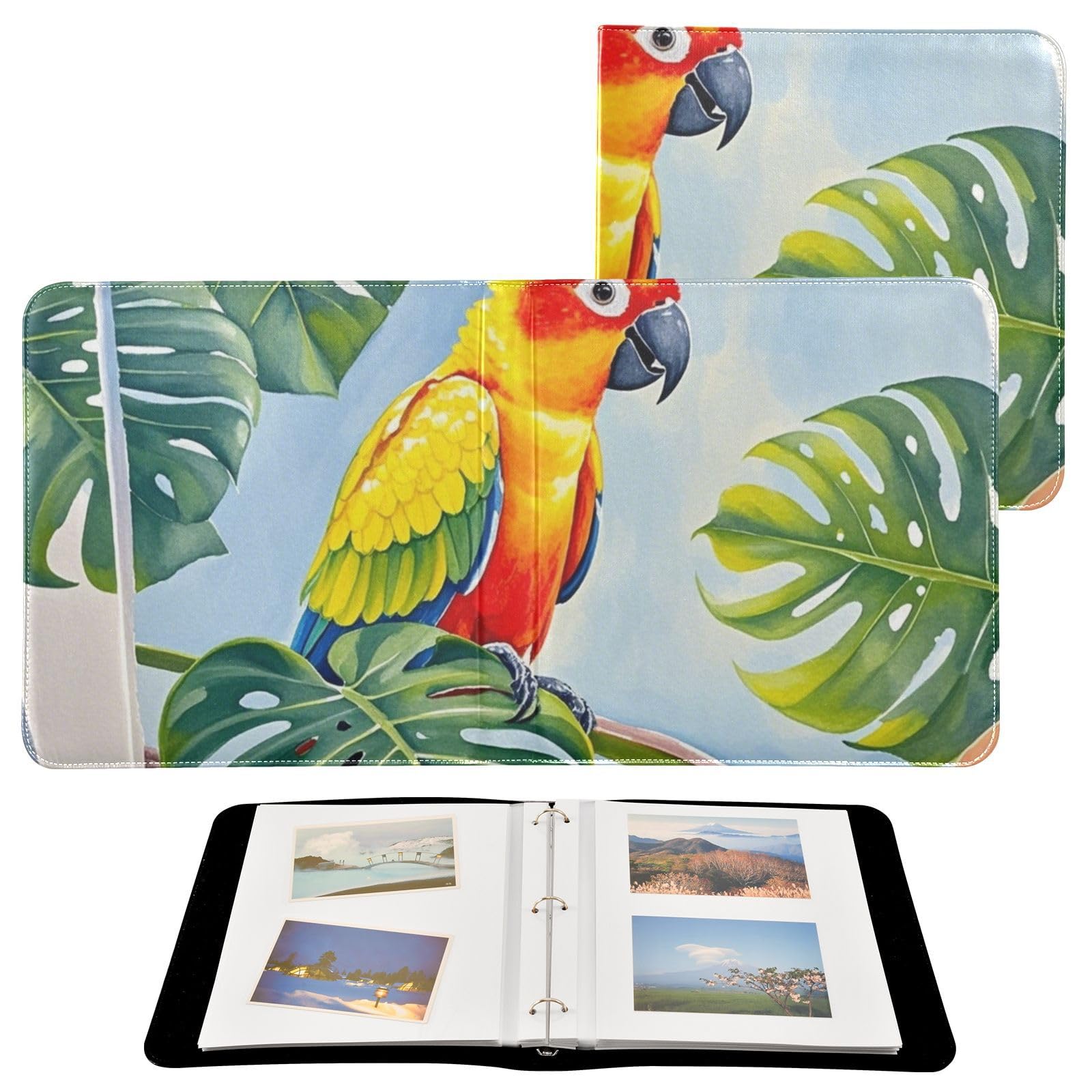 Photo Album 4x6, 5x7,6x8,Artificial Leather Photo Albums with 20 Detachable Sheets Monstera Print for Family Wedding,Multi 12