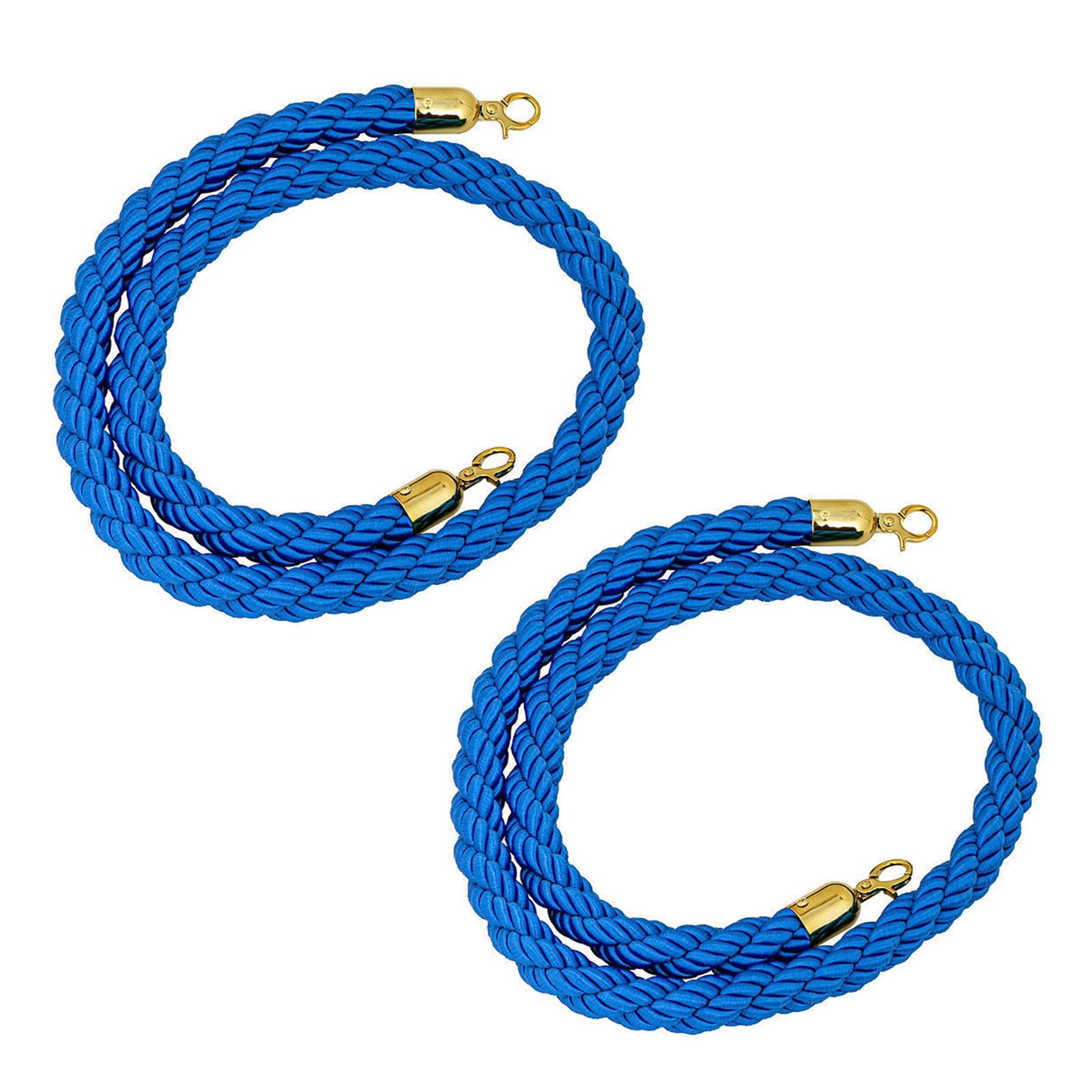 KLGFBDC Adjustable 1-300cm Multicolor Braided Hemp Rope with Hooks - Blue Barrier Cord for Crowd Control Events Outdoor Safety and Security Solutions