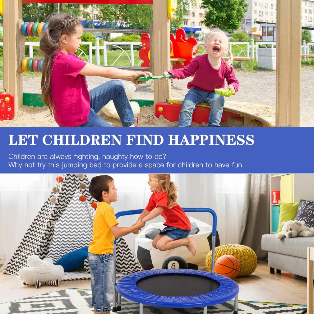 Mini Trampoline for Kids, 36inchs Kids Trampoline with Handle Safty Padded Cover Toddler Rebounder Fitness Trampoline Suitable for Indoor and Outdoor
