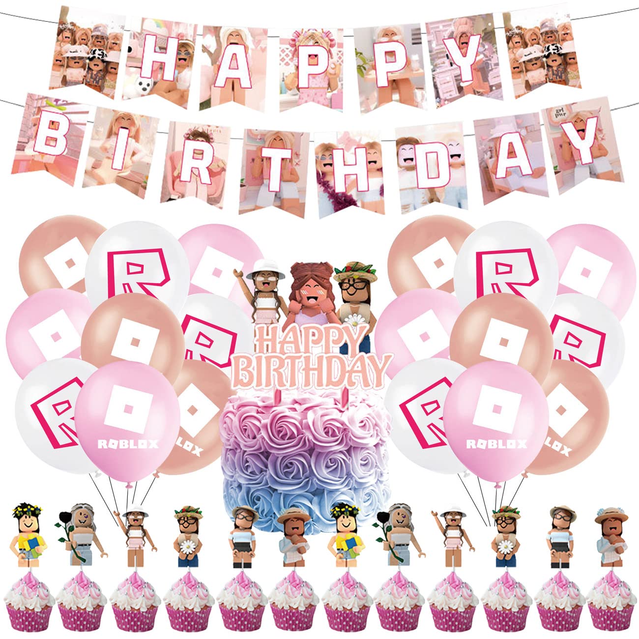 Buy Roblox Girl Party SuppliesTomicy 32 Pcs Pink Girls Birthday