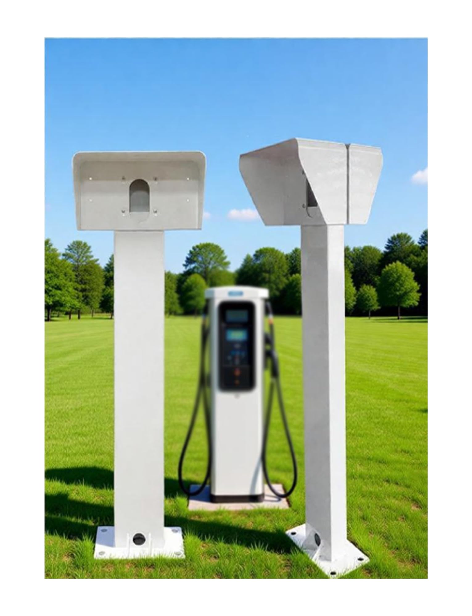 Supporto a piedistallo per caricabatterie EV, stazione di ricarica per veicoli elettrici a doppia faccia con copertura antipioggia, base per soluzioni di ricarica