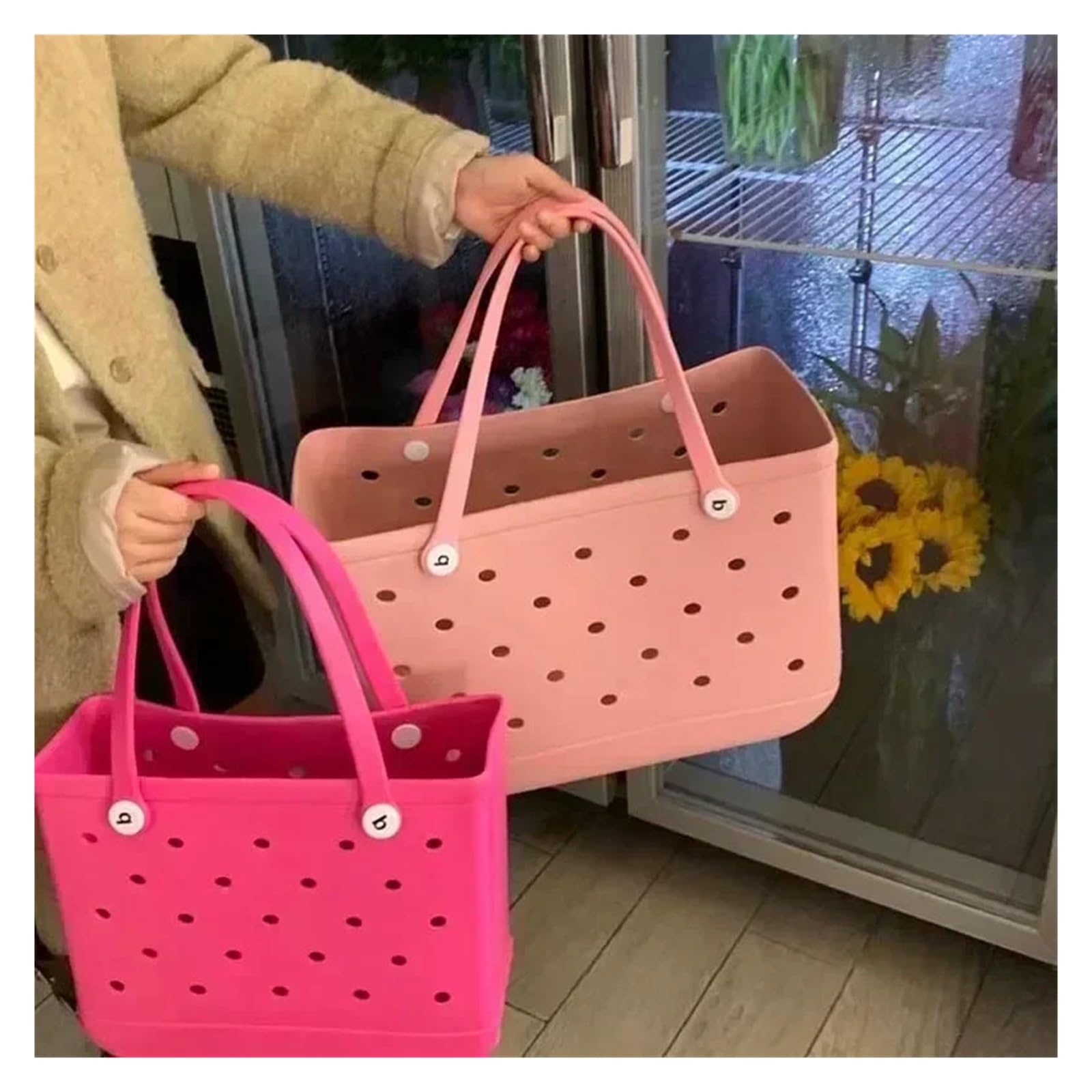 Borsa da spiaggia XL extra large Cestino portaoggetti impermeabile in EVA for viaggi, picnic, campeggio all'aperto