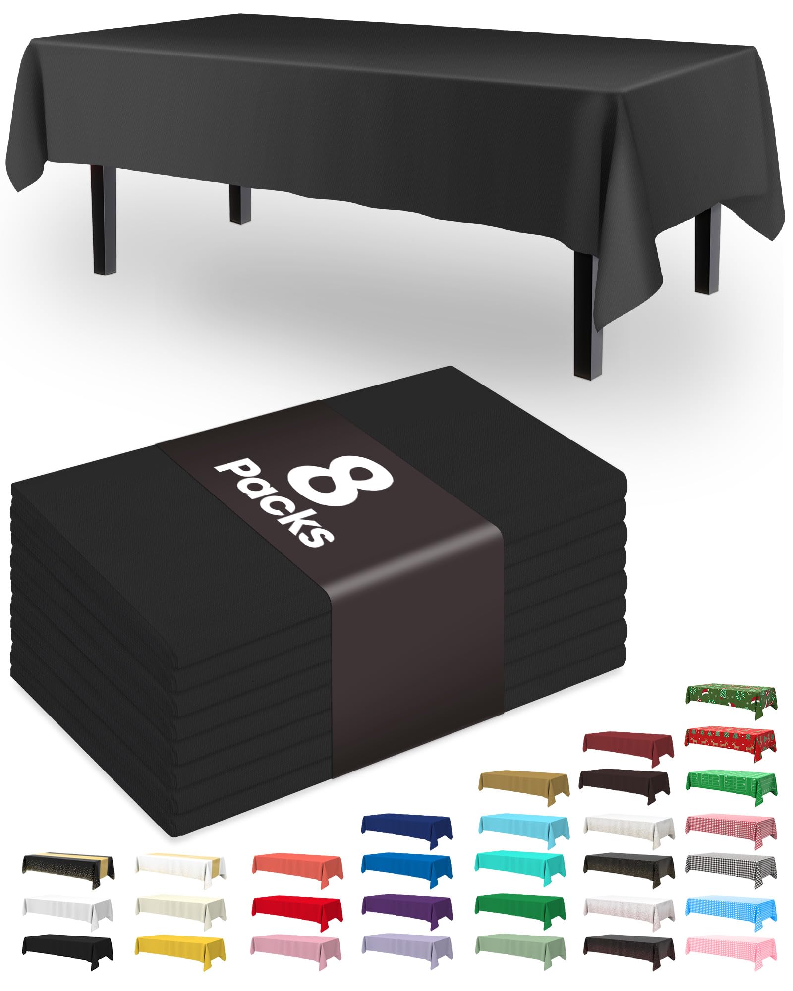 Pureegg Plastic Table Cloth Disposable 8 Pack - tablecloths | Mubboo