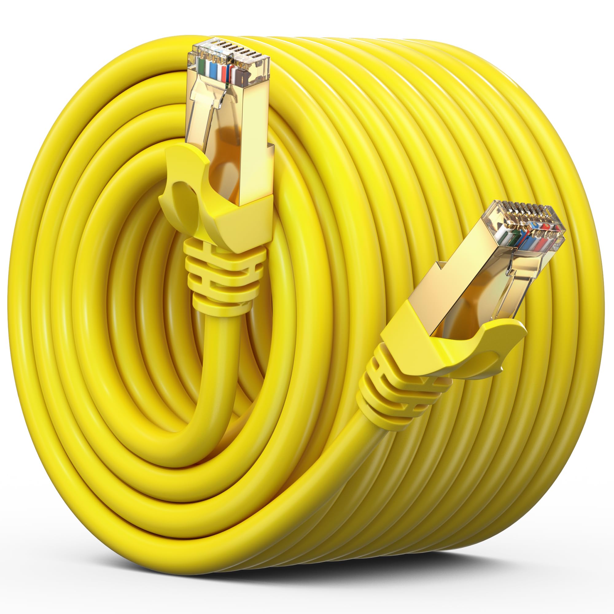 Cavo Ethernet Cat 7 da 30,5 m, cavo patch ad alta velocità Cat7 Internet e LAN di rete, connettori RJ45, perfetto per giochi, streaming e altro (giallo)