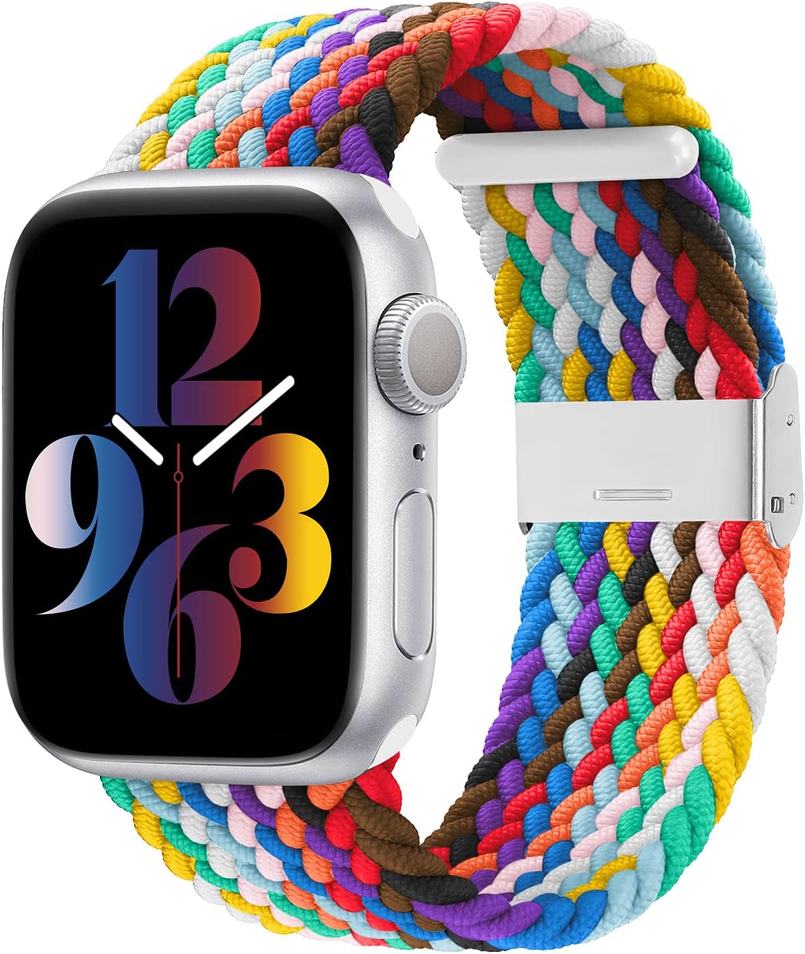 Bandiction Compatible with Apple Watch Bands 44mm 40mm 38mm 42mm 41mm 45mm 46mm 49mm, iWatch Bands Women Men,Stretchy Braided Solo Loop Elastic Sport Band for iWatch Ultra SE Series 11/10/9/8/7/6/5/4