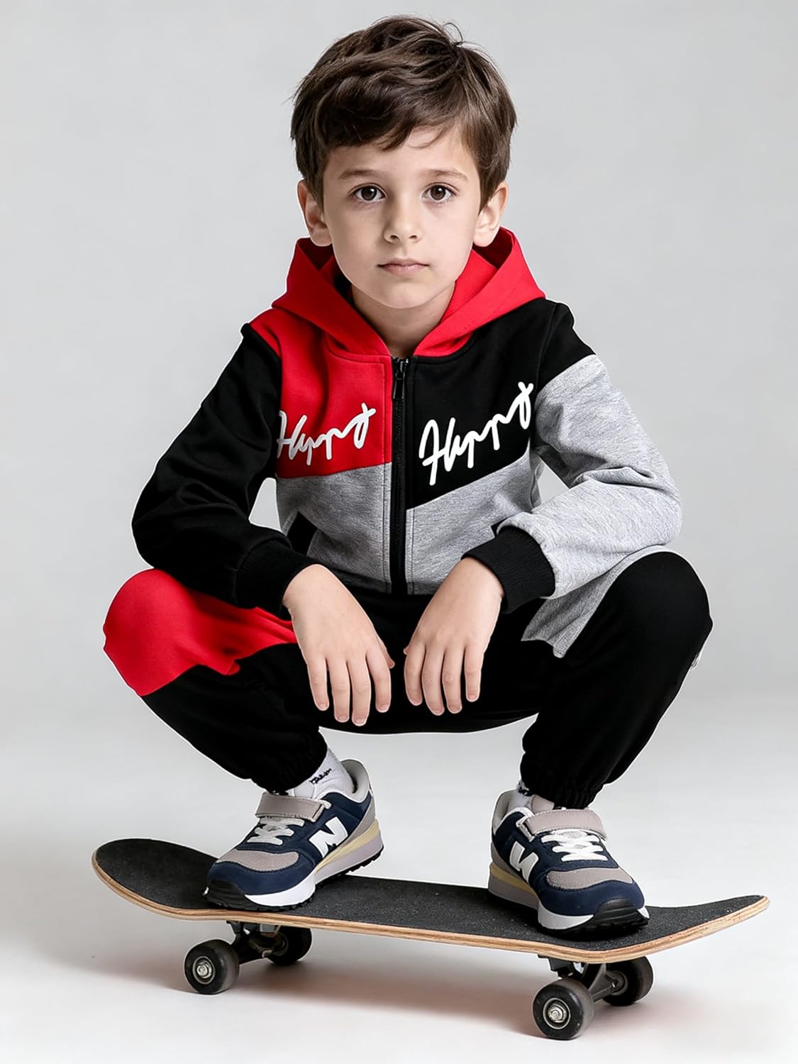 Kid Boys' CLothes Half-Zip Hoodie Top and Sweatpants Set Fall Outfit for Ages 6-12 - Image 8