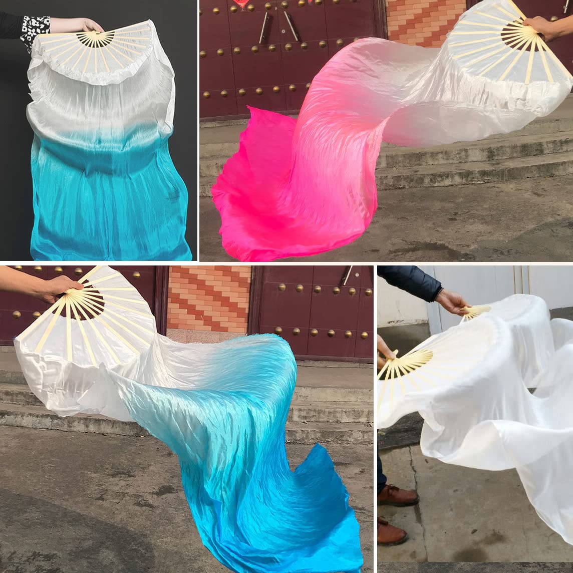 Simulación de seda para danza del vientre, fanático de danza oriental, color degradado, disfraz de satén
