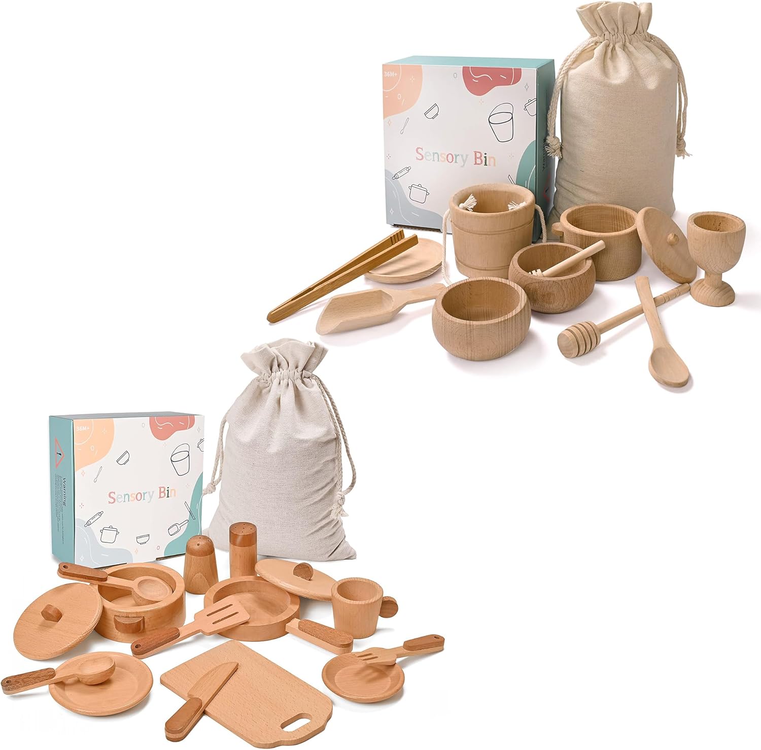 Sensory Bin Toys for Toddlers Montessori Toys, Waldorf Toys, Pretend Play Dish and Tongs- Fine Motor Learning Toys for Sensory Table Activities