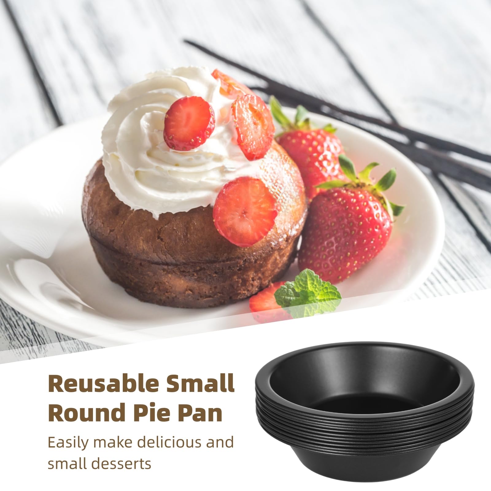 Lot de 12 mini moules à tarte antiadhésifs en acier au carbone de 12,7 cm pour la cuisson de tartes, muffins, gâteaux, quiches et desserts