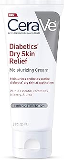 Moisturizing Cream for Diabetics’ Dry Skin, Urea Cream with Bilberry for Face and Body, Fragrance Free & Paraben Free, 8 Ounce