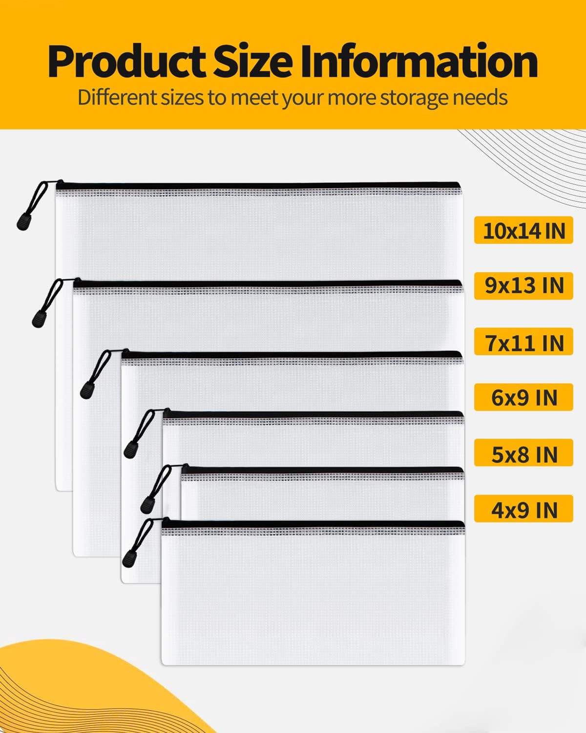 SUNEE Multisize Plastic Zipper Pouches (6 Colors, 18 Packs), Water-Resistant Zip Bag for School Office Supplies, Puzzles & Games Organizing Storage : Office Products