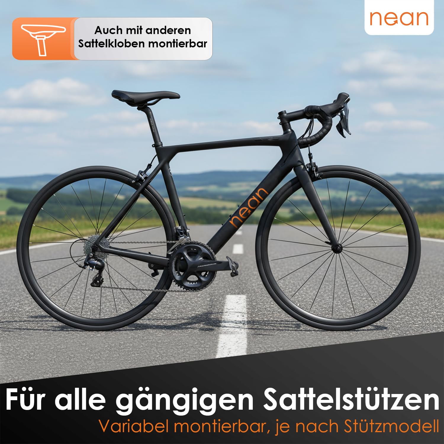Nean ergonomiczne siodełko rowerowe Sport, amortyzowane, w zestawie z kołnierzem siodełkowym