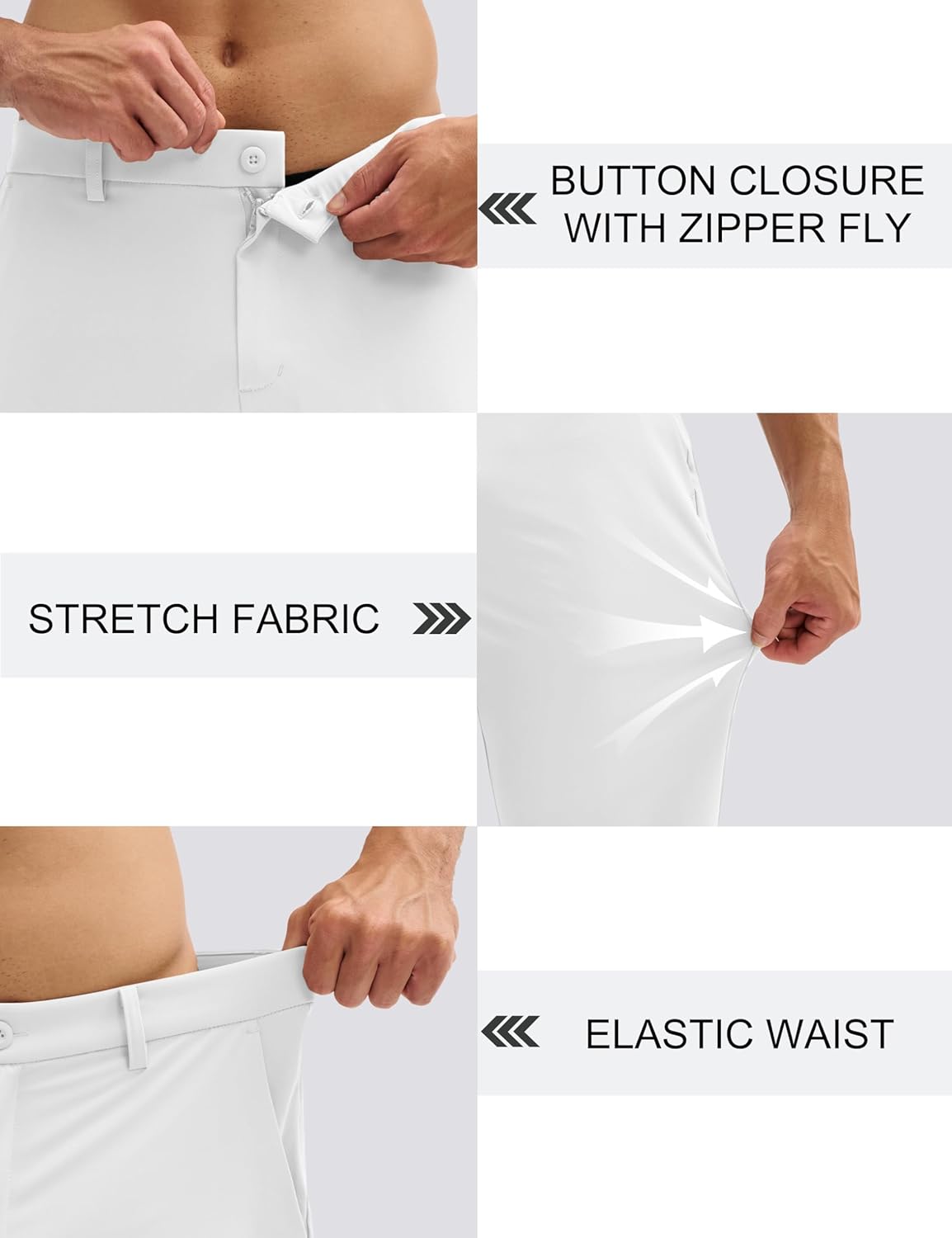 MAGCOMSEN Men's Golf Pants Classic Fit - 30"/32"/34" Stretch Water Resistant Quick Dry Flat Front Dress Pants with 5 Pockets - Image 4