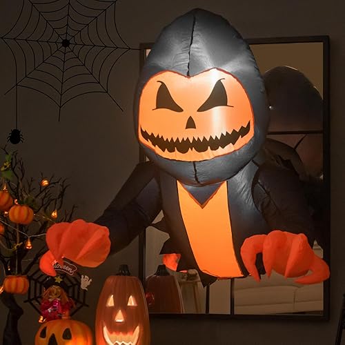Vista 29 de Tangkula Fantasma inflable de Halloween de 3.6 pies que estalló de la ventana, fantasma espeluznante de ventana colgante con luces LED, decoración