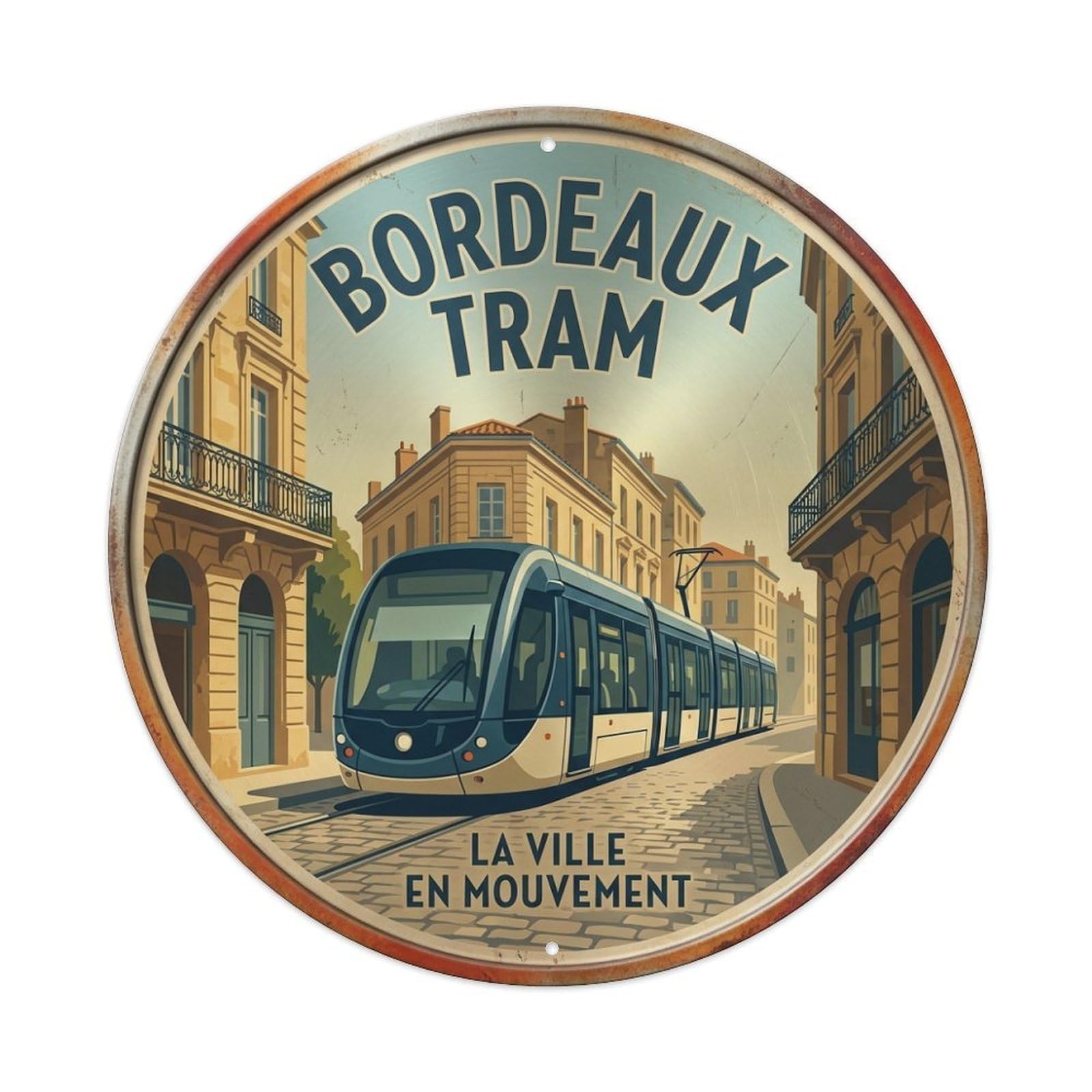 City Culture Travel Tram France Bordeaux Metal Tin Sign