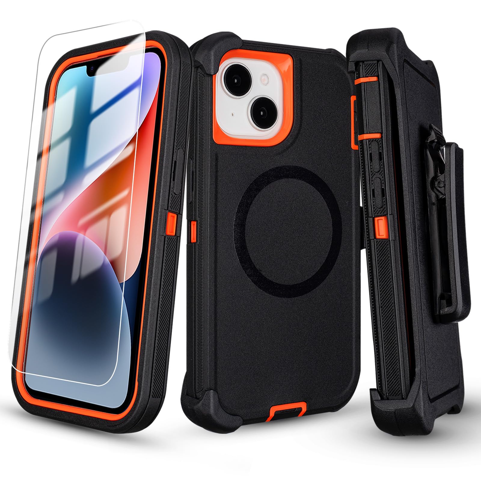 Defender for iPhone 14 Case with Belt Clip, Screen Protector Included | Compatible with M…