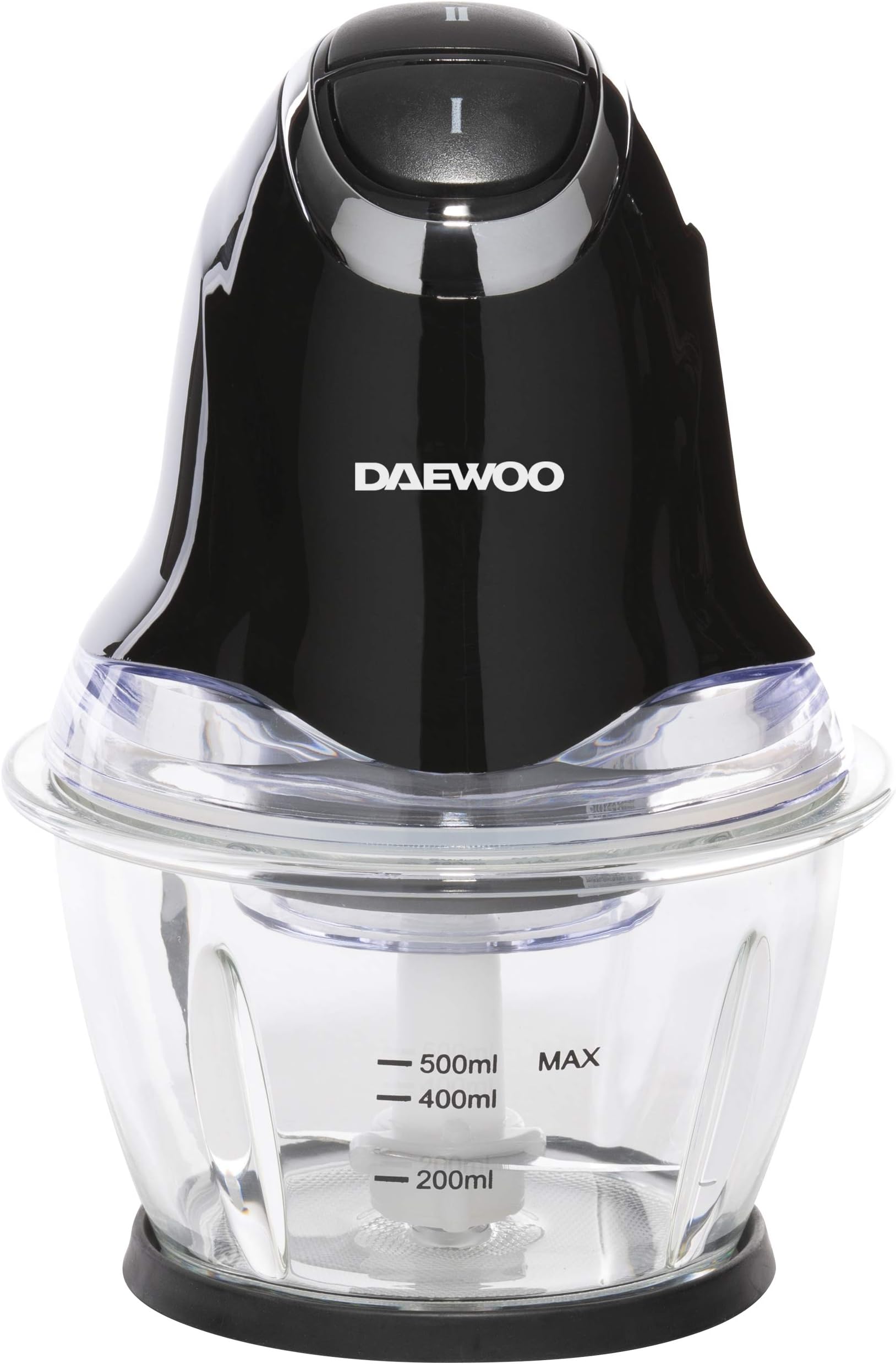 Daewoo 1L Mini Food Chopper with 300W Power and Different Speed Settings, Stainless Steel Blade and Glass Bowl Attachment, Non-Slip Base - Black