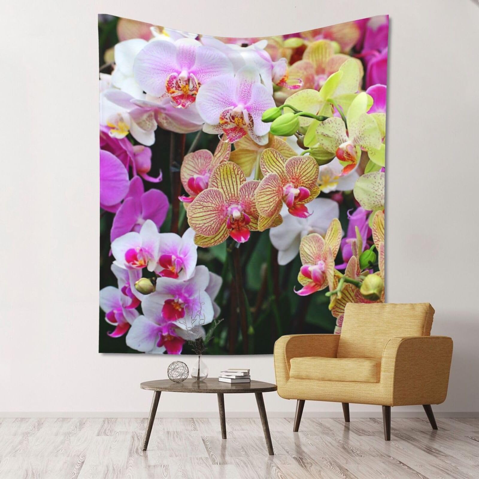 WKSGDSG Large Wall Hanging, Machine Washable Tapestry For Dorm Room, Orchids, Lightweight Polyester Wall Art For Bedroom Living Room, 152x130cm