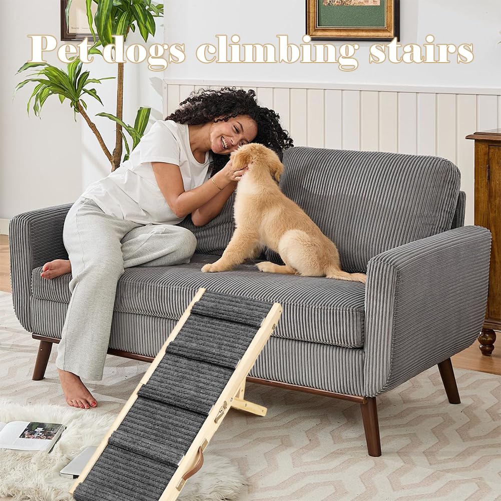Rampe de voiture pliable pour chien - Réglable en hauteur - Antidérapant | Rampe de voiture pliable en bois, réglable en hauteur avec surface antidérapante, pour petits chiens jusqu'à 50 kg
