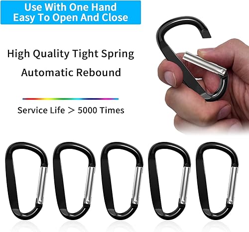 Miniatura 10 de 3" Aluminum Carabiner Clips, 12PCS D Ring Shape Keychain Carabiners Hook Buckle