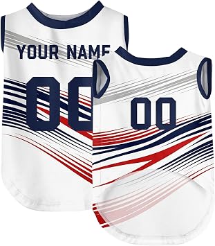 Custom Football Dog T-Shirt Sporty Pet Jersey Vest For Small Medium & Large Dogs | Lightweight Polyester Pet Clothing With Name, Number & Team
