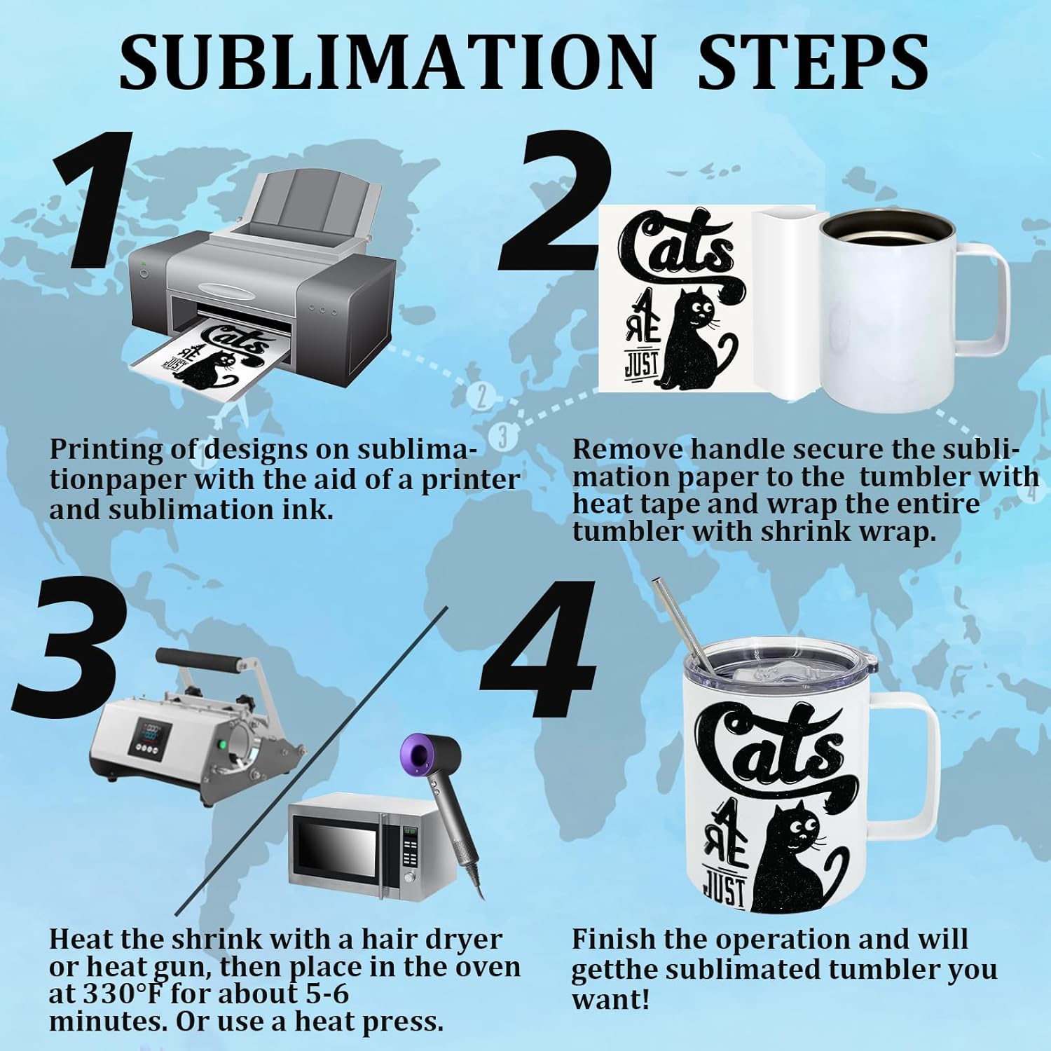 25 Pack 12 oz Sublimation Mugs with Handle and Lid Straw Stainless Steel Blank Tumbler Coffee Mug Double Vacuum Insulation Heat Press Transfer Printing DIY Cups - Image 5